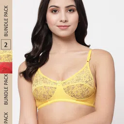 Docare Pack Of 2 Lace Floral Non Padded Cotton Bralette Bra-image-22