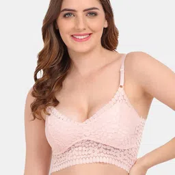 Amour Secret Peach-Coloured Floral Bralette Bra-image-44