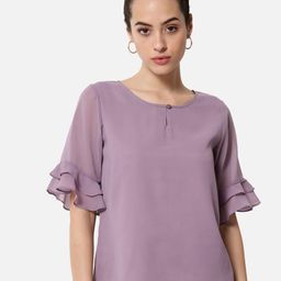 BAESD Keyhole Neck Bell Sleeves Top-image-94