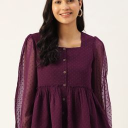 Slenor Puff Sleeve Georgette Top-picture-53