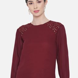 BAESD Embellished Puff Sleeves Georgette Top-image-88