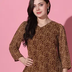 FASHION DREAM Abstract Printed V-Neck Top-image-96