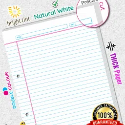 bungbee A4 Ruled Sheets, Punched 100 Sheets, Dual Color- Glanza Edition, One Side Ruled A4 90 gsm A4 paper image 3