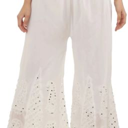 Women Regular Fit White Georgette Trousers-image-57