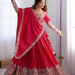cute fellow Embroidered Semi Stitched Lehenga Choli-picture-0