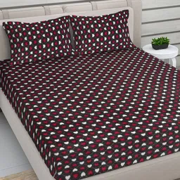 FABINALIV Black Conversational Printed Woollen 300 TC King Bedsheet Set-2.50 m x 2.25 m-49