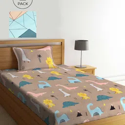 KLOTTHE Multicoloured Floral 210 TC 2 Single Bedsheet with 2 Pillow Covers-image-66