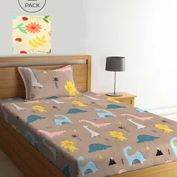 KLOTTHE Multicoloured Floral 210 TC 2 Single Bedsheet with 2 Pillow Covers-image-67