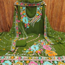 KALINI Ethnic Motifs Embroidered Silk Georgette Sequinned Unstitched Dress Material-image-60