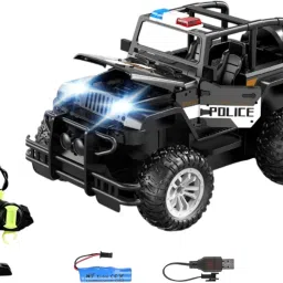 Remote Control RC Rechargeable Diecast Offroad Big Wheel Police Jeep SUV Car-image-18