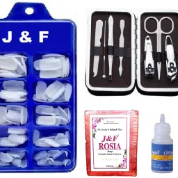Best Quality Fake Nails With Glue And Rose Soap , 7 in 1 Manicure Tool Kit-41