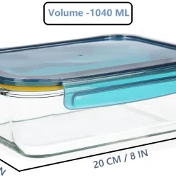 indusbay Borosilicate Glass Storage Bowl Rectangular Microwave safe Glass Food Storage Container Bowl with Airtight Lid image 3