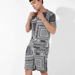 Men Night Suit Set Multicolor Graphic Print-image-52