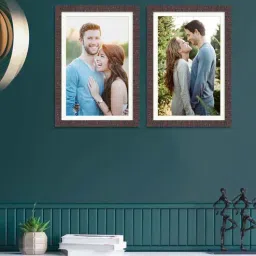 art street Maroon Synthetic Wood Wall In Maroon Colour, Set Of 2 Collage Photo Frames-picture-23