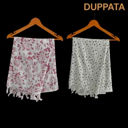 Rayon, Pure Cotton Printed Black, White, Red Women Dupatta-image-3