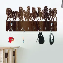 Expression Decor Lucky Seven (7) Running Horse Design Mask Holder Wood Key Holder-image-37