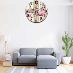 olive tree Flowers 15 Inches Classic Wooden Clock-picture-5