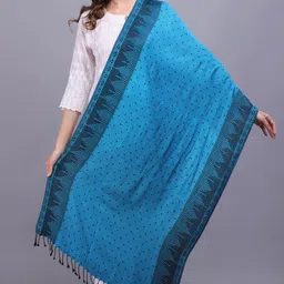axolotl Printed Viscose Women Blue Stole-picture-49