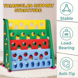 playgro Colorful Kids Book Shelf – Sturdy and Space-Saving Storage Rack – Multi-Tier Plastic Open Book Shelf image 3