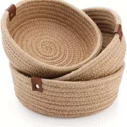 Jute Small box mini rope storage basket woven brown hamper, baby basket, organizer Storage Basket-image-74
