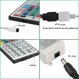 divinext 3pc Combo 12 Volt 2 Amp Adaptor Charger RGB Control Box IR RF Remote Controller 6 A Step Dimmer image 4