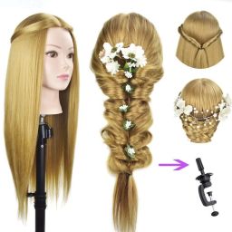 Saloon Use Dummy for Styling Practice/Cutting with Stand Golden Dummy Hair Extension-image-58