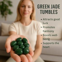 ababilcrystal GREEN JADE TUMBLE STONE Polished Angular Crystal Stone image 3