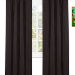 parda online Brown Polyster Solid 7ft Blackout Rod Pocket Window/Door (2 Pc)-picture-6