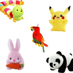 pnk-rbbt, pikachu, red-parrt, cater-pler, cute-panda- 25 cm-17