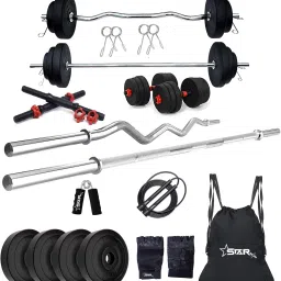 10 kg PVC 10KG GYM KIT WITH 3FT CURL, 3FT STRAIGHT ROD AND ACCESSORIES Home Gym Combo-image-29