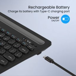Portronics Bubble Dock Bluetooth, Wireless Handheld Multi-device Keyboard Compatible with Desktop, Laptop, Mac with Tablet/Smartphone holder 12 inch wide & On/Off switch,Compact Tenkeyless image 3