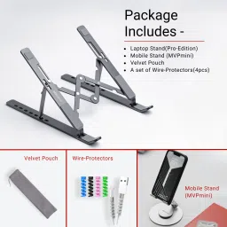 MegaStro Pro-Edition Laptop Stand and MVPmini Mobile Stand Compatible with All Brands and Sizes 6-17.3 [with Pouch] [with Wire Protectors] Laptop Stand image 4