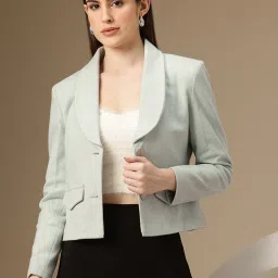 Women Self Design Single Breasted Casual Blazer-picture-16