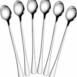 Stainless Steel 6 Pcs Soda Spoons 8 inch- Set of 6 Steel Cutlery Set-image-47