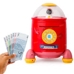 Rocket Piggy Bank with Lock Code Money Saving Birthday Return Gift for Kids Coin Bank-image-2