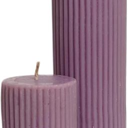 Pillar Candle Set of 2 Pcs Ribbed Scented Pillar Candles 2x3,2x6 inch Candle-image-1