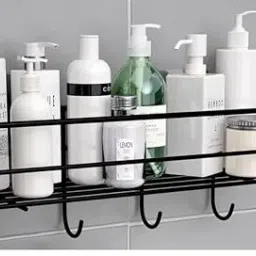 Self-Adhesive Multipurpose Bathroom Rack(Pack Of 1) Iron Wall Shelf-19