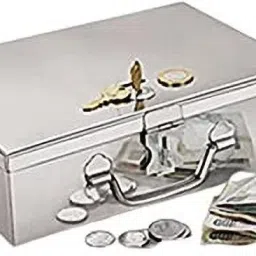 Steel Cash Coin Jewellery Storage Boxes with Pre-Fitted Lock Size- 7 Inch Cash Box-image-78