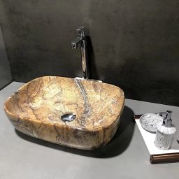 Countertop Tabletop Bathroom Kitchen Sink (45 x 33 x 13 CM) (Brown Design) Table Top Basin-image-0