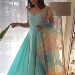 Printed Georgette Stitched Anarkali Gown-image-82
