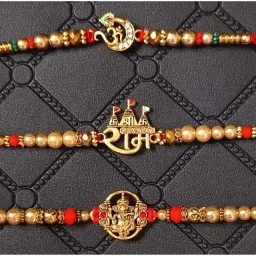 marwari traders Designer Om,Ram,Ganesha rakhi set of 6 Assorted Rakhi Set image 2