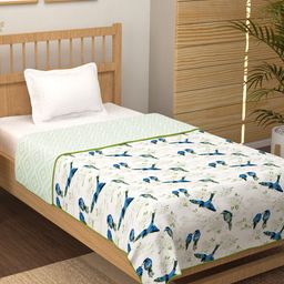 Story@home Sea Green & White Floral Cotton AC Room 150 GSM Reversible Single Bed Dohar-image-69