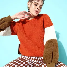 Roadster Women  Rust Solid Go Fur It Sweatshirt-picture-57