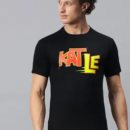 BRATMA Men Black Typography Printed Round Neck Regular Sleeves Cotton T-shirt-image-20