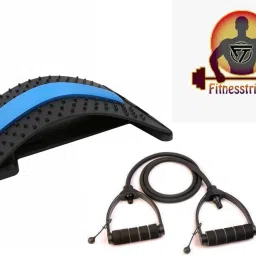 Combo Of Adjustable Single Toning Tube WITH Magic Back Stretcher Lumbar Support Device for Upper and Lower Back Pain Relief Fitness Accessory Kit Kit-image-73