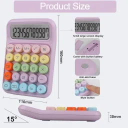 prsvike 65240 12 Digit Large LCD Display And Big Round Buttons, Colored Electronic Calculator BasicCalculator image 2