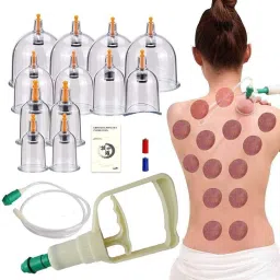 Acupunx Cupping Set with Pump 12 Cups Cupping Therapy Set Vacuum Suction Cups Massager for Cellulite Reduction Back Neck Joint Pain Relief,Chinese Hijama Cupping Set Massager-13