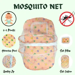 cuddlebud Polyester Infants Washable Polyster Baby Washable Bedding with Mosquito Net(Orange,0-6 M,1Pc) Mosquito Net image 2