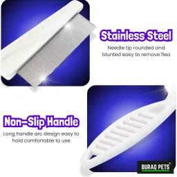 buraq Pets Flea Comb for Cat & Dog For Removing Fleas Basic Comb forCat, Dog, Mouse, Hamster, Dog & Cat image 3
