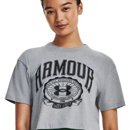 UNDER ARMOUR UA Collegiate Crest Crop Short Sleeve Printed Relaxed Fit T-Shirt-image-47
